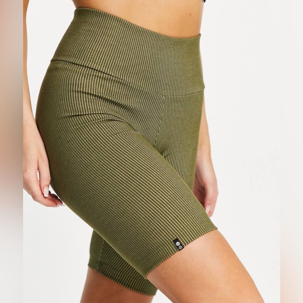 NWT Adidas Originals Ribbed Olive Biker Shorts